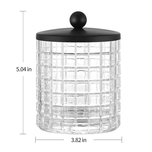 Glass Cotton Jar Holder Matte Black Lid