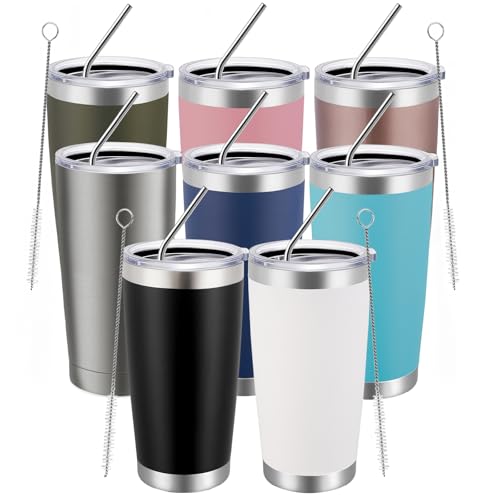 20oz Tumbler 8 Pack Double Wall Vacuum Insulated Travel Mug Bulk