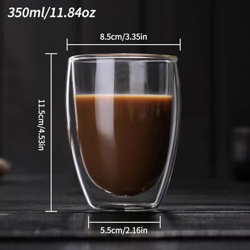 6.8OZ Double Wall Espresso Cups Set of 4 (4 Count)