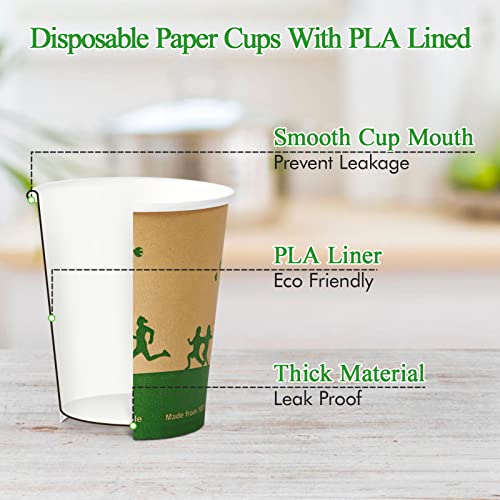 8 oz Compostable Paper Coffee Cups with PLA Lined