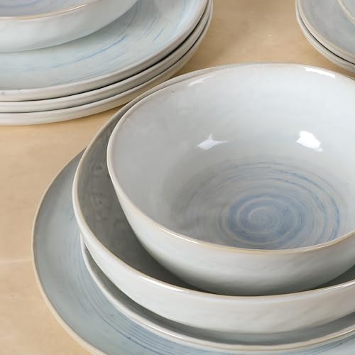 Auckland Blue Swirl Stoneware Reactive Glaze 16 Piece