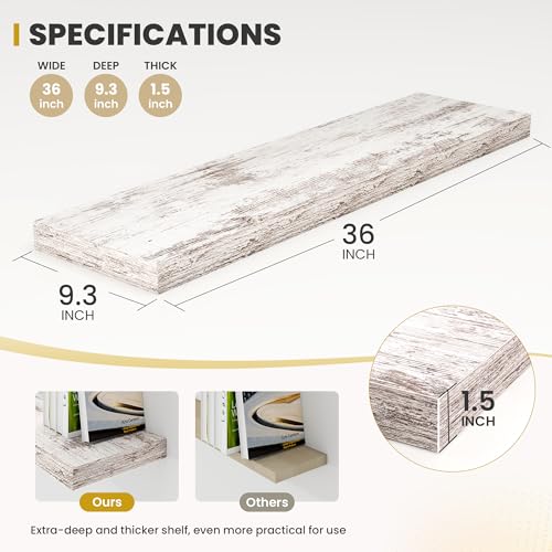 36 Inch Floating Shelves