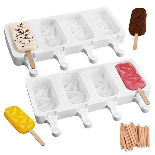 2 Pack 4 Cavities Diamond Shape Silicone Popsicle Molds