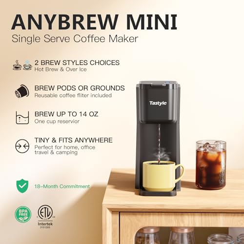 Mini Single Serve Hot and Iced Coffee Maker for K Cup and Ground