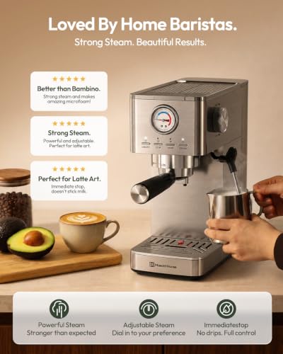 Slim Espresso Machine with Milk Frother