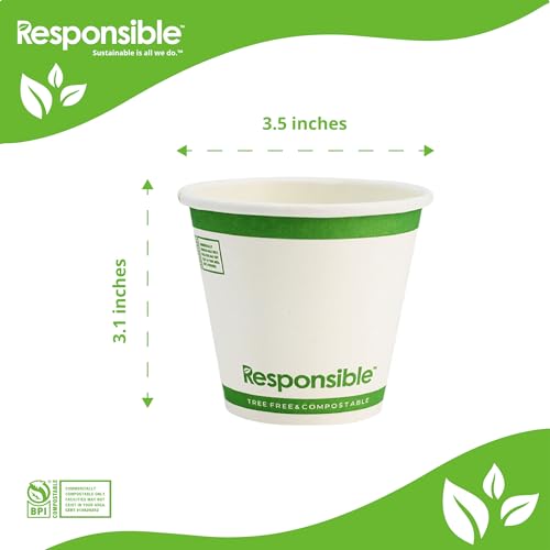Certified Compostable 8 oz Paper Cups (50 Count)