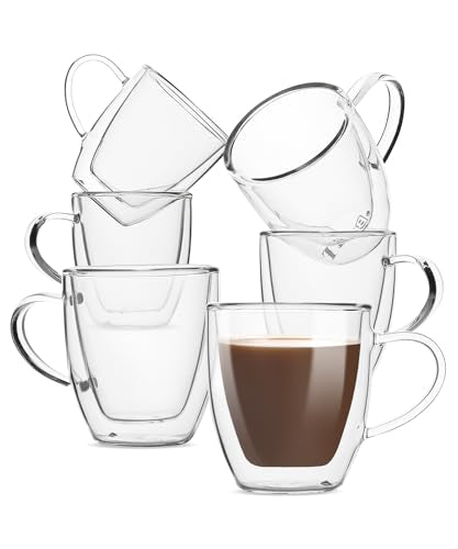 BTaT Double Walled Glass Coffee Mugs (6 Count)