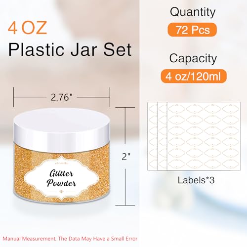 4 OZ Plastic Jars with Lids (72 Count)