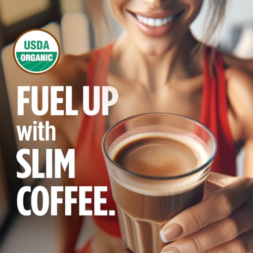 Slim Organic Medium Dark Roast Coffee Pods for Diet Support (16 Count)