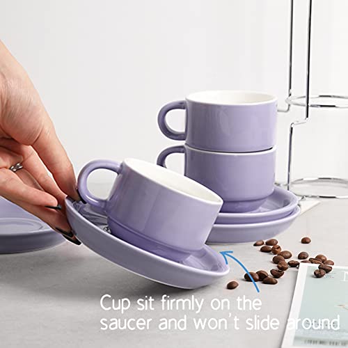 Sweejar Porcelain Espresso Cups with Saucers (4 Count)