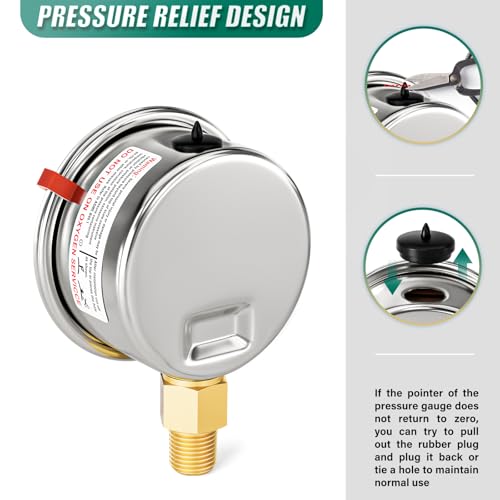 30inHG~0Psi Stainless Steel Liquid Filled Pressure Gauge