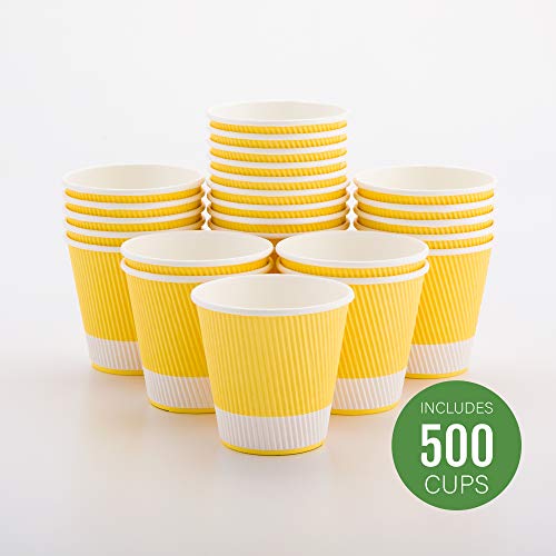 Ripple Wall Coffee Cups 500 Count 8 Ounce Insulated Light Yellow Paper Cups