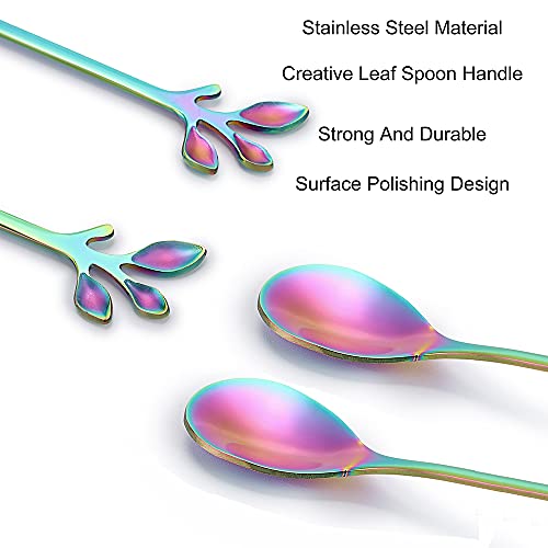 Elegant Rainbow Leaf Coffee Spoons (10 Count)