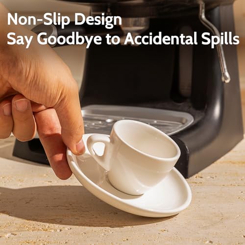 4oz Porcelain Espresso Cups with Saucers (6 Count)