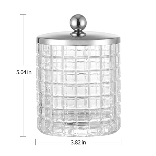 Glass Cotton Jar Holder Silver Lid