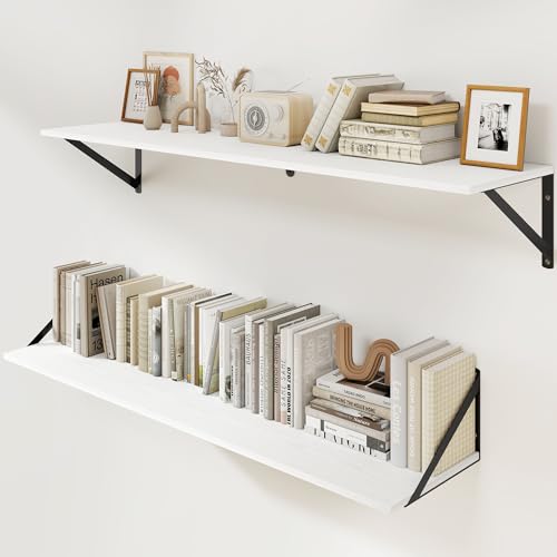 White Deep Floating Shelves for Wall (2 Count)