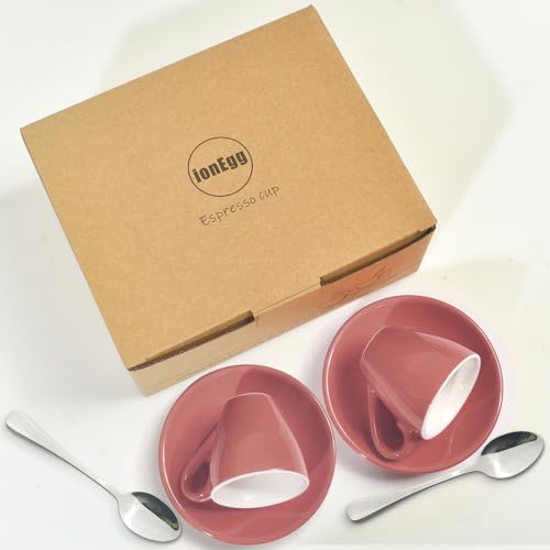 Porcelain Espresso Cup with Saucer And Stainless Steel mini Spoons (7 Count)