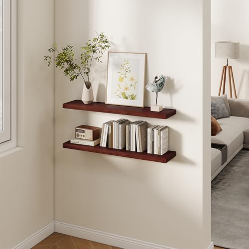 Rustic Real Wood Floating Shelves (2 Count)