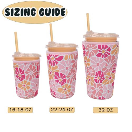 Reusable Insulated Neoprene Iced Coffee Cup Sleeve (3 Count)