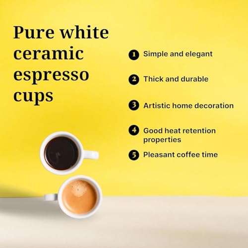 2.5 oz 75 ml Pure White Ceramic Espresso Cups (2 Count)