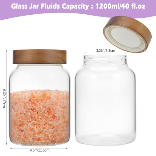 40 oz Glass Jars with Airtight Lid Spice Herb Jar Glass Coffee Ground Canister Clear Food Storage Jar for Sugar Cookies Tea Bean Spice Bath Salts
