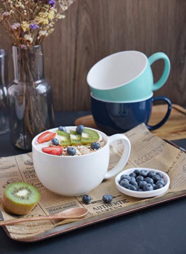 Porcelain 22oz Large Coffee Mugs Set of 4 (4 Count)