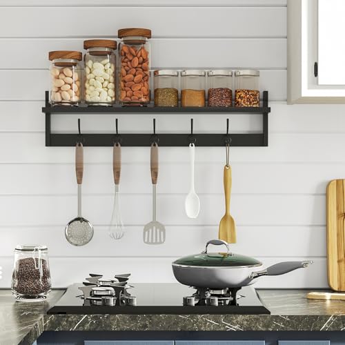 Wall Mounted Shelf with Hooks
