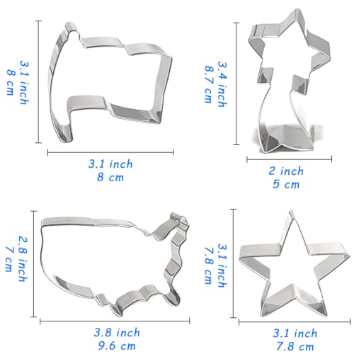 4th of July Cookie Cutters 8Pcs Large Size for Celebration (8 Count)