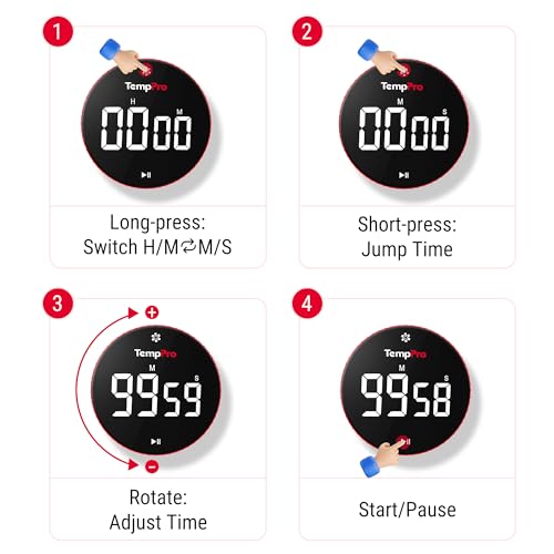 99 Hour Digital Kitchen Timer with Strong Magnetic & Stable Stand