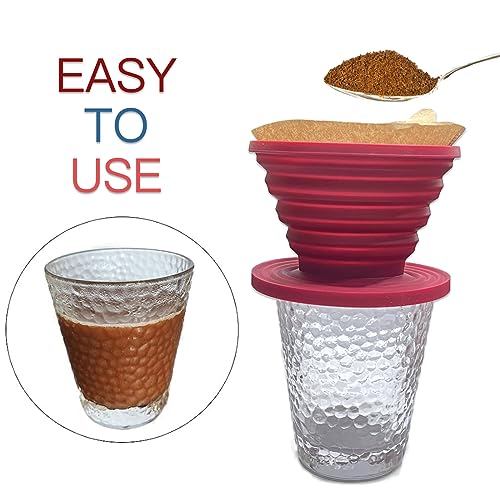 Collapsible Coffee Dripper Filter Reusable with 5 Paper Filters