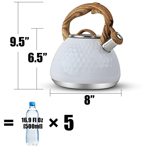 Tea Kettle Toptier Teapot Whistling Kettle with Wood Pattern Handle Loud Whistle