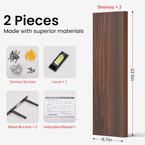 Walnut Like Floating Shelves 22.5in