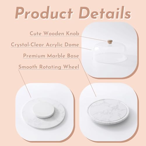 Marble Cake Stand with Acrylic Dome Lid