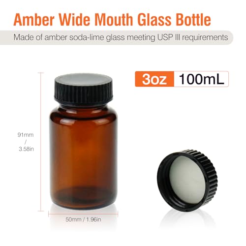 24 Pack Amber Glass Wide Mouth Packer Bottle (24 Count)