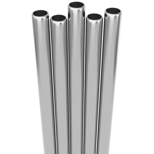 5 Stainless Steel Straws with Cleaning Brush. 9.45" Long Metal Straws Reusable for 20 24 30 Oz Tumblers (5 Count)
