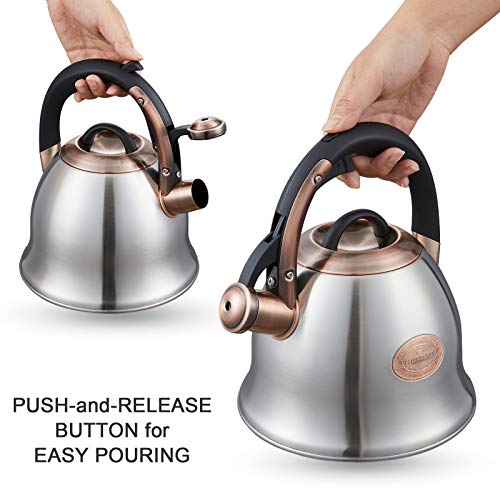 Tea Kettle 2.2 Quart Tea Kettles Stovetop Whistling Teapot Stainless Steel Tea Pots for Stove Top Whistle Tea Pot (2 Count)