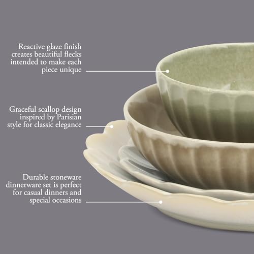 Malibu Shore 16 Piece Scallop Stoneware Reactive Glaze