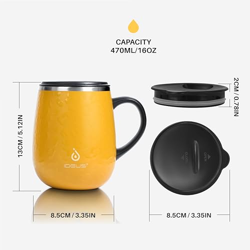 16 oz Insulated Coffee Mug with Lid and Handle