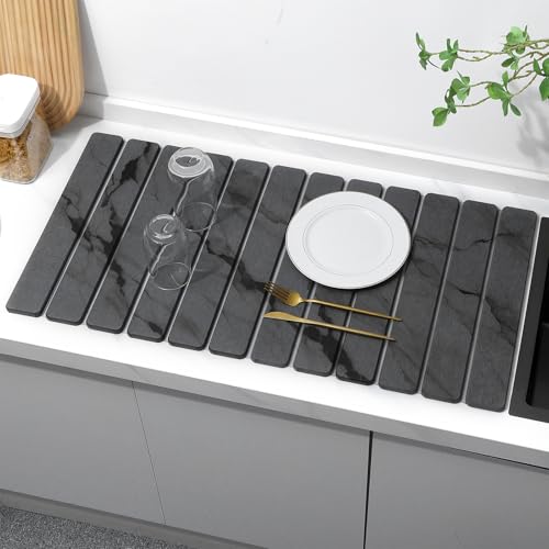 Extra Large Stone Dish Drying Mat for Kitchen Counter (2 Count)