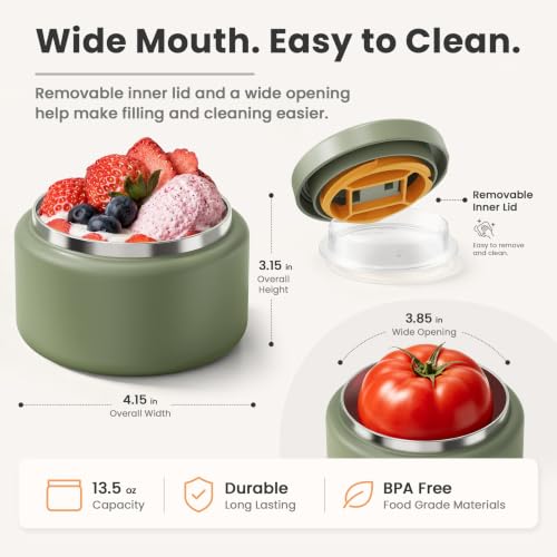 13.5oz Soup Thermo for Hot Food Kids with Buckle Lid Insulated Vacuum Food Jar Wide Mouth Leakproof Stainless Steel Lunch Container