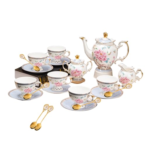 21 Piece Bone China Tea Set for 6