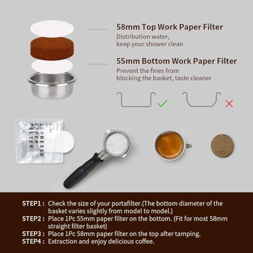 58mm Espresso Paper Filters for Portafilter Baskets (1000 Count)