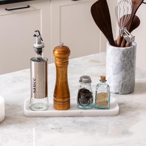 Marble Tray 12"x4" Marble Vanity Tray for Bathroom Kitchen Countertop Sink
