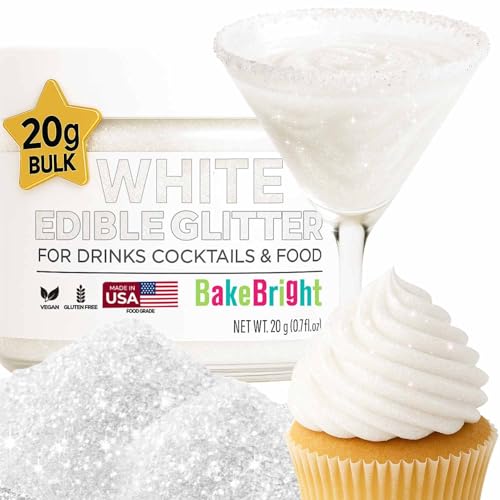 Bulk 20g White Edible Glitter for Drinks