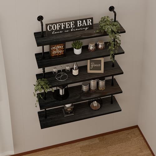 Floating Shelves for Wall Living Room Shelves Bookshelf Industrial Pipe Shelving Shelf Real Wood Planks 36 inch Rustic Wall Shelves Hanging Bookshelves Farmhouse Kitchen Bar Shelving