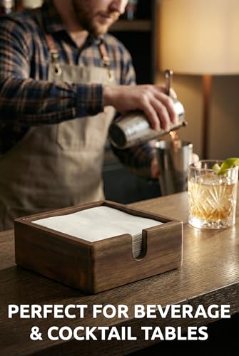 Acacia Wood Cocktail Napkin Holder 5.4 in