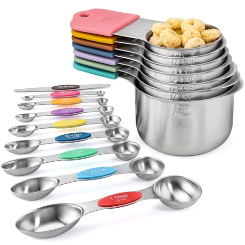 Magnetic Measuring Cups&Spoons Measuring Cup Double Sided Measuring Spoon (16 Count)
