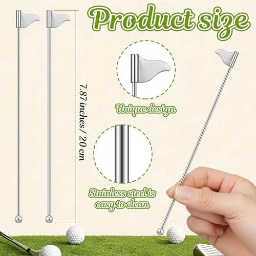 20 Pcs Metal Golf Cocktail Stirrers Swizzle Stir Sticks 7.87 Inch Reusable Drink Stirrer Sticks Party Decorations Party Clubhouse and Outing Decorations (20 Count)
