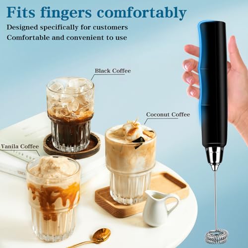 Milk Frother Wand Rechargeable Handheld Whisk Coffee 3 Speed Adjustable