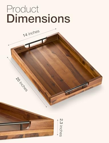 20"x14" Wooden Large Ottoman Tray